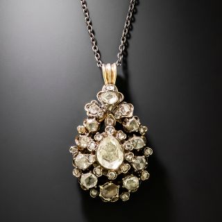 Victorian 1.20 Carat Rose-Cut Diamond Teardrop Pendant - 2