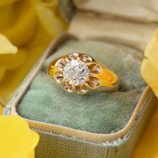 Victorian 1.30 Carat Diamond Solitaire Ring by J.R. Wood - GIA L VS1