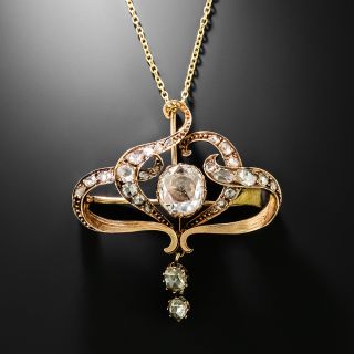 Victorian 1.32 Carat Rose-Cut Diamond Pendant/Brooch - GIA E VS2 - 2