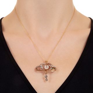 Victorian 1.32 Carat Rose-Cut Diamond Pendant/Brooch - GIA E VS2