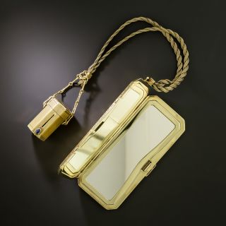 Victorian 14K Compact and Lipstick Combo by Battin & Co, USA