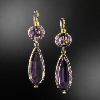 Victorian 18K Amethyst Dangle Earrings - 2