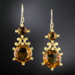 Victorian 18K Citrine Earrings - 3
