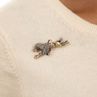 Victorian 18K Diamond Performing Poodle Brooch