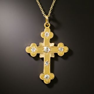 Victorian 18K Diamond Trefoil Cross - 3