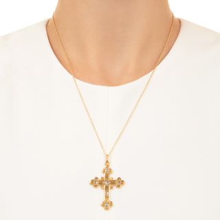 Victorian 18K Diamond Trefoil Cross