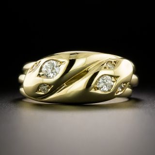 Victorian 18K Double-Snake Diamond Ring - 2