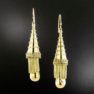 Victorian 18K Etruscan Revival Dangle Earrings  - 2