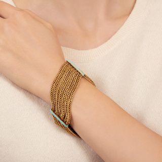 Victorian 18K Multi-Strand Bracelet with Enamel
