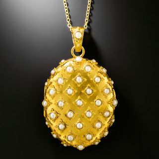 Victorian 18K  Natural Pearl Locket - 5