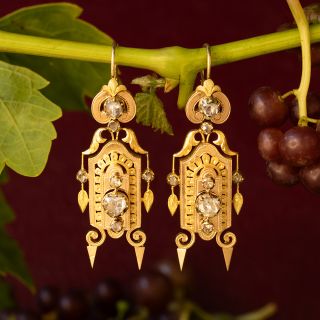 Victorian 18K Rose-Cut Diamond Dangle Earrings