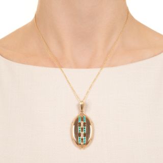 Victorian 18K Turquoise and Diamond Locket