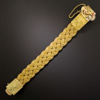 Victorian 18K Woven Bracelet with Stork Clasp - 3