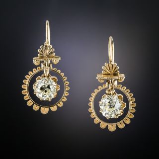 Victorian 2.04 Carat Total Weight Diamond Drop Earrings - 2