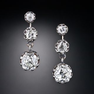 Victorian 2.90 Carat Total Weight Diamond Dangle Earrings - 4