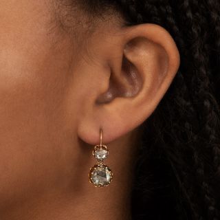 Victorian 3.85 Carats Rose-Cut Diamond Dangle Earrings