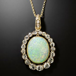 Victorian 9.80 Carat Opal and Diamond Pendant - 6