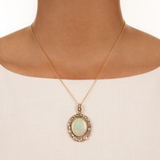 Victorian 9.80 Carat Opal and Diamond Pendant