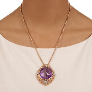 Victorian Amethyst and Diamond Brooch/Pendant