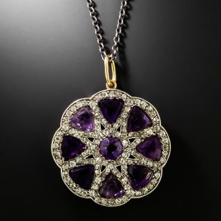 Victorian Amethyst and Diamond Pendant Necklace - 3