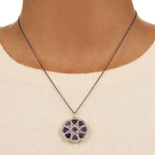 Victorian Amethyst and Diamond Pendant Necklace