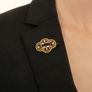 Victorian Amethyst and Natural Pearl Filigree Brooch, Netherlands