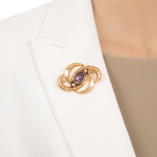 Victorian Amethyst and Pearl Brooch