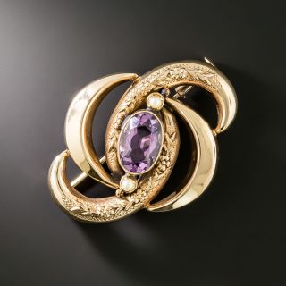 Victorian Amethyst and Pearl Brooch - 2
