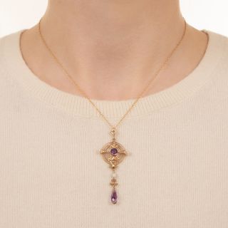 Victorian Amethyst and Pearl Lavaliere