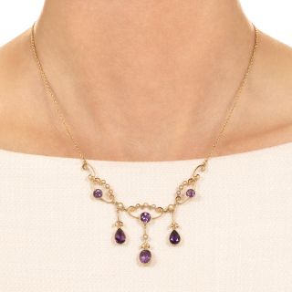Victorian Amethyst and Seed Pearl Necklace