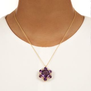  Victorian Amethyst and Seed Pearl Pendant/Brooch by Krementz