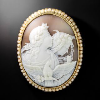 Victorian Aurora and Nyx Shell Cameo Brooch - 2