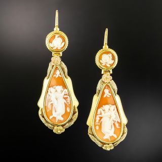 Victorian Aurora Cameo Dangle Earrings, Austro-Hungarian - 2
