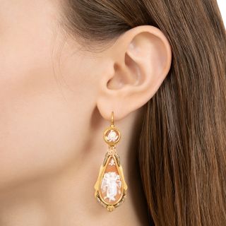 Victorian Aurora Cameo Dangle Earrings, Austro-Hungarian