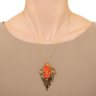 Victorian Bacchus Coral Pendant/Brooch
