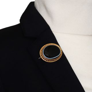 Victorian Banded Agate Brooch
