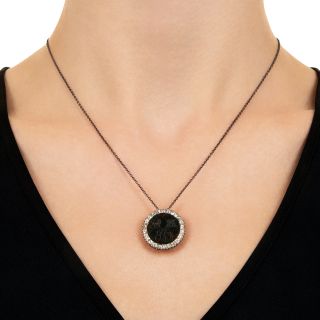 Victorian Bloodstone and Diamond Seal Pendant/Pin