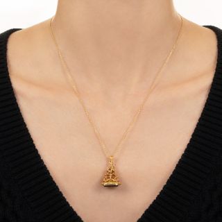 Victorian Bloodstone Fob Pendant Necklace