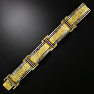 Victorian Blue Enamel Greek Key Bracelet - 2