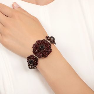 Victorian Bohemian Garnet Cluster Bracelet