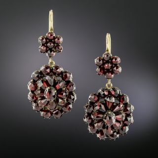 Victorian Bohemian Garnet Double-Cluster Earrings - 2