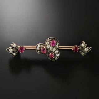 Victorian Burmese Ruby and Diamond Bar Pin - 2