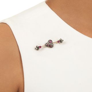 Victorian Burmese Ruby and Diamond Bar Pin