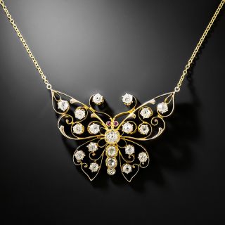 Victorian Butterfly Diamond Pendant - 3