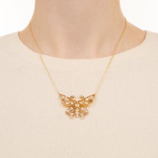 Victorian Butterfly Diamond Pendant