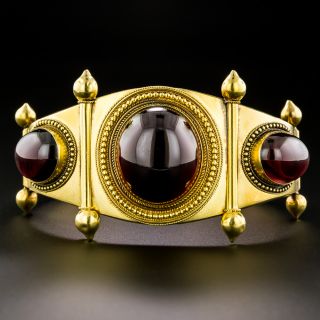 Victorian Cabochon Garnet Bangle Bracelet - 3