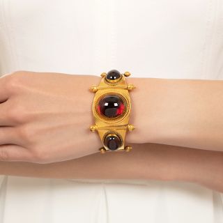 Victorian Cabochon Garnet Bangle Bracelet