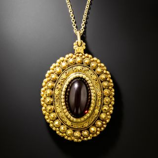 Victorian Cabochon Garnet Cannetille Locket - 2