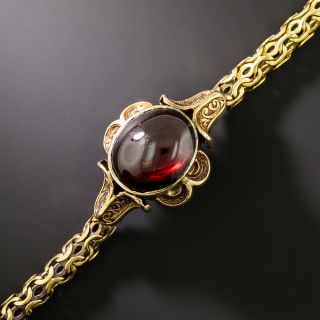 Victorian Cabochon Garnet Locket Bracelet - 2