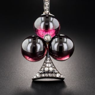 Victorian Cabochon Garnet Trèfle Pendant/Brooch - 5